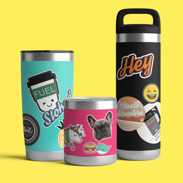 Custom Die-Cut Insulated Water Bottle Stickers with a Variety of Shapes | Avery WePrint™