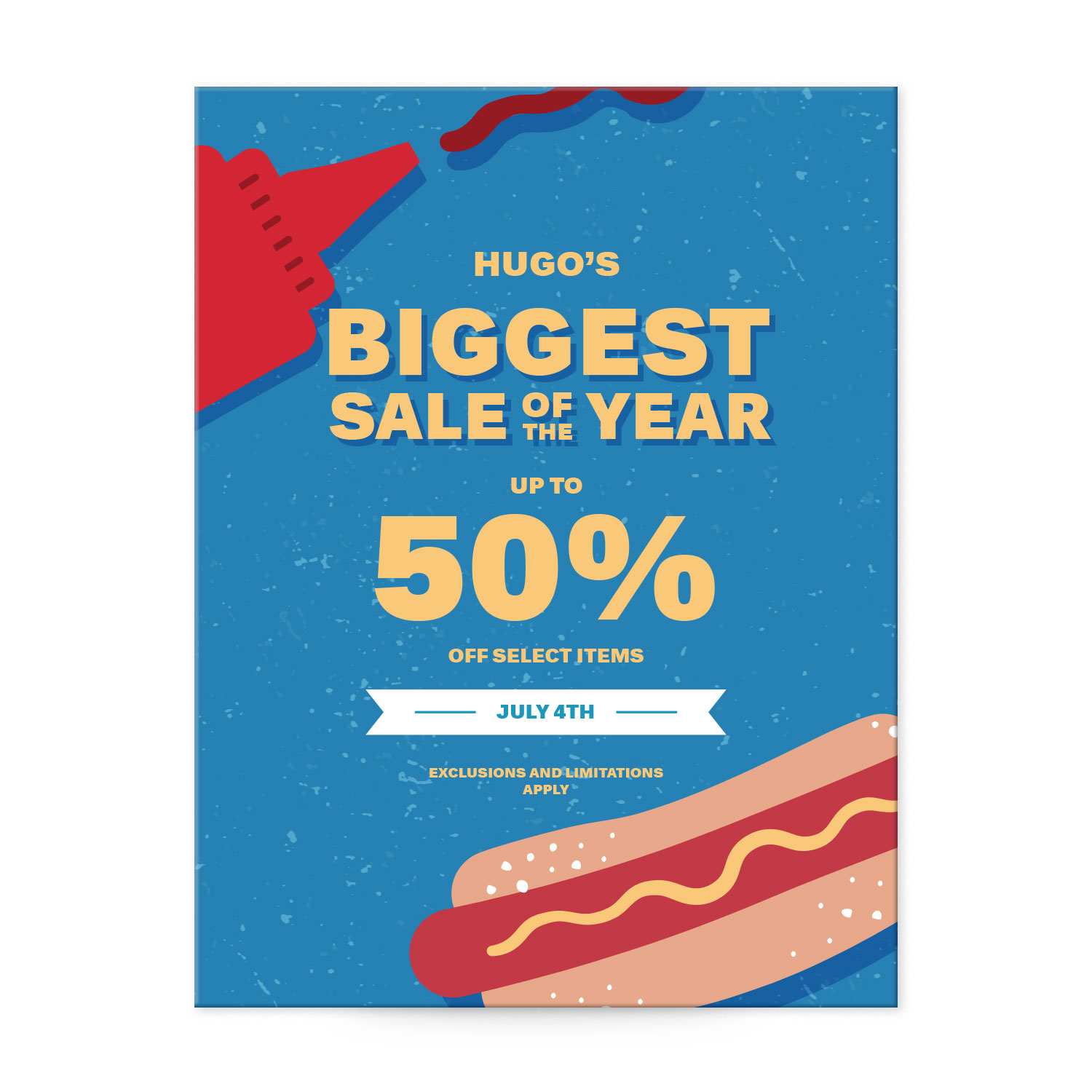 Hot dog-themed summer sale postcards templates