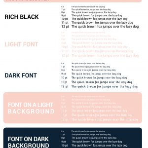 Sample of Roboto and Lobster fonts at different sizes on different backgrounds