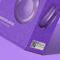 Amazon transparency label on boxed headphones