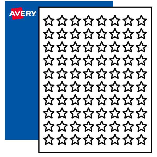 3/4 Printable Star Labels - By the Sheet in 25 Materials