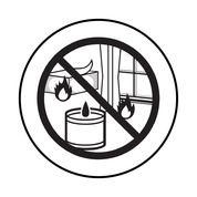 Candle safety label icon don't leave candles near flammable materials