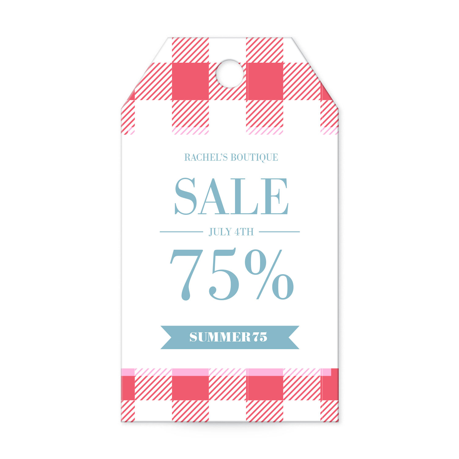 Gingham tablecloth print banner tag templates