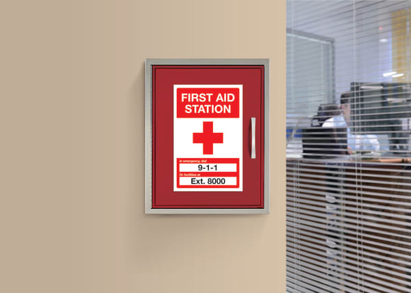 Properly labeled first aid kit to improve office safety